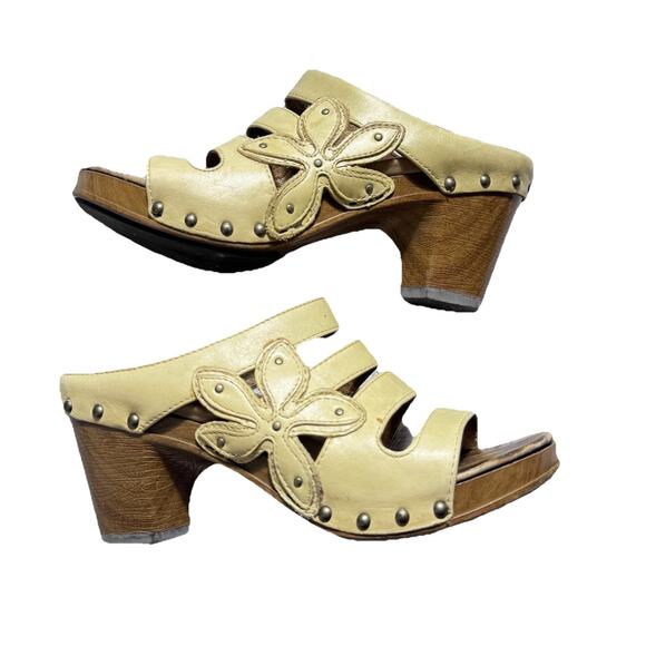 Dansko Nigella Leather mule strappy slip on Flower Clogs Shoes Sz 37 6.5 7 - Picture 1 of 9